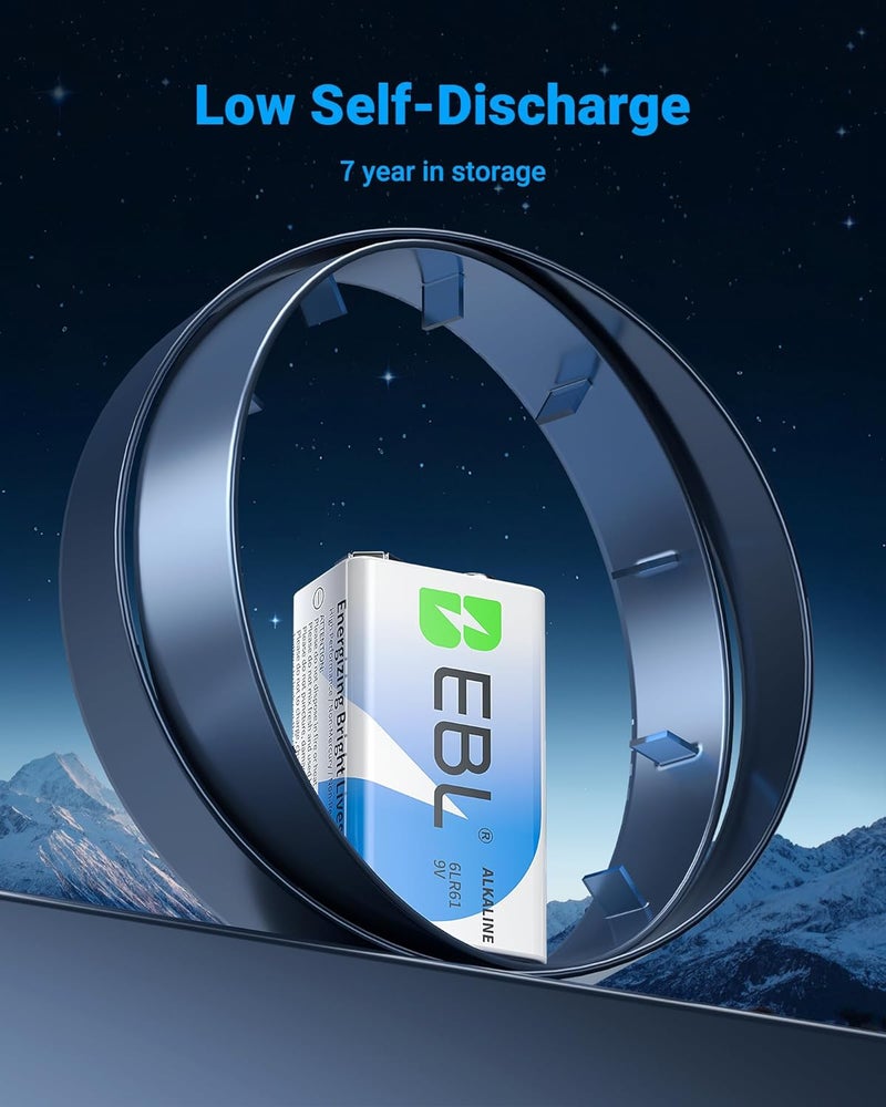 EBL 9V Alkaline Batteries 8 Pack - Long-Lasting Power with 7-Year Shelf Life - Image 5