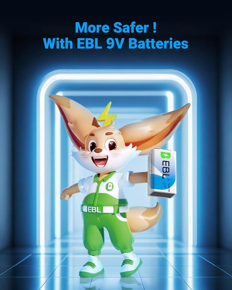EBL 9V Alkaline Batteries 8 Pack - Long-Lasting Power with 7-Year Shelf Life - Image 2