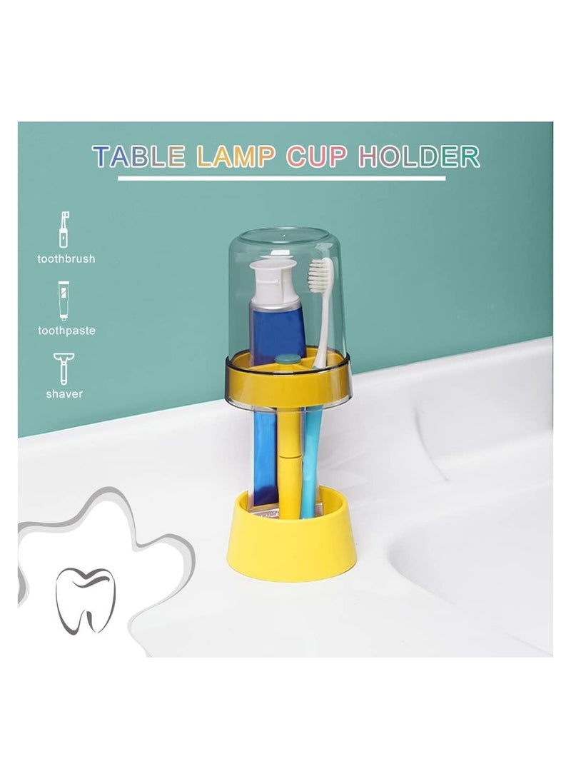 SYOSI Toothbrush Holder Stand with Cover/Cup, Toothpaste Holder Stand with 3 Slots, Dental Storage Organizer Holder Stand(yellow)  - Image 4