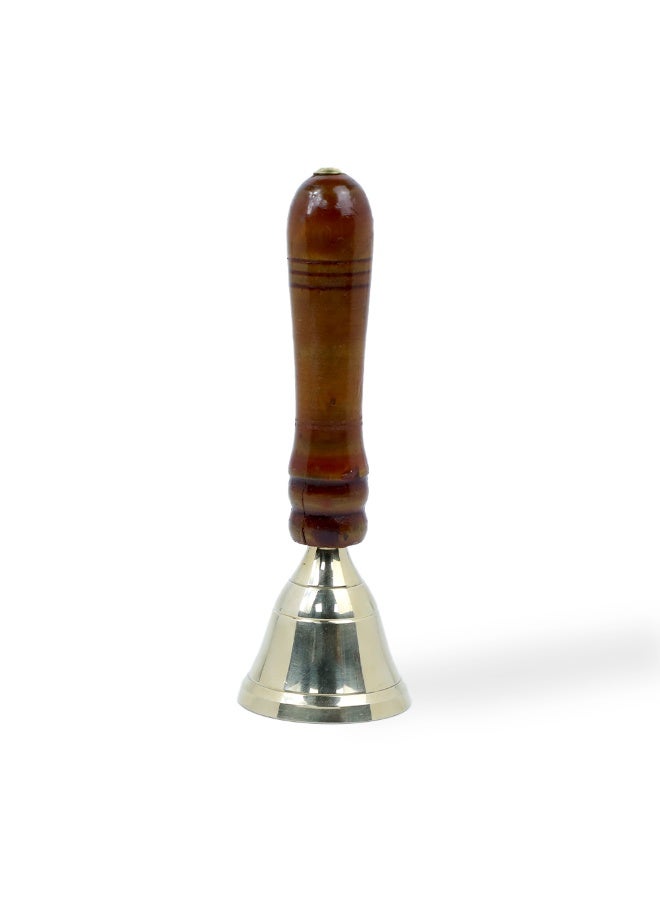 Madhoor جرس بوجا نحاسي مع مقبض خشبي 6 بوصات