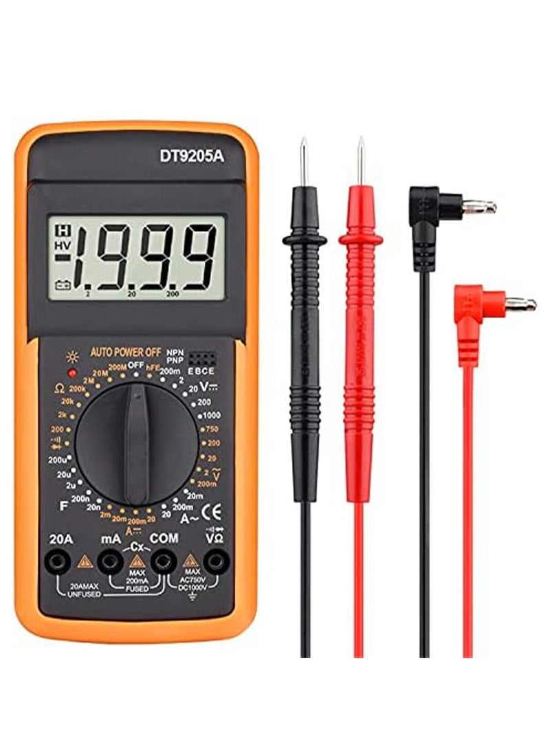 Generic DT9205A Multi-function Meter with Large LCD Display - Highly Accurate Voltage, Current, Resistance, Capacitance, Transistor and Diode Testing - Rugged Shock-Resistant Design with Auto-Off - Ideal for Technicians, Students, Engineers, and Home and Professional Use in Circuit and Electronic Device Diagnostics  - Image 2