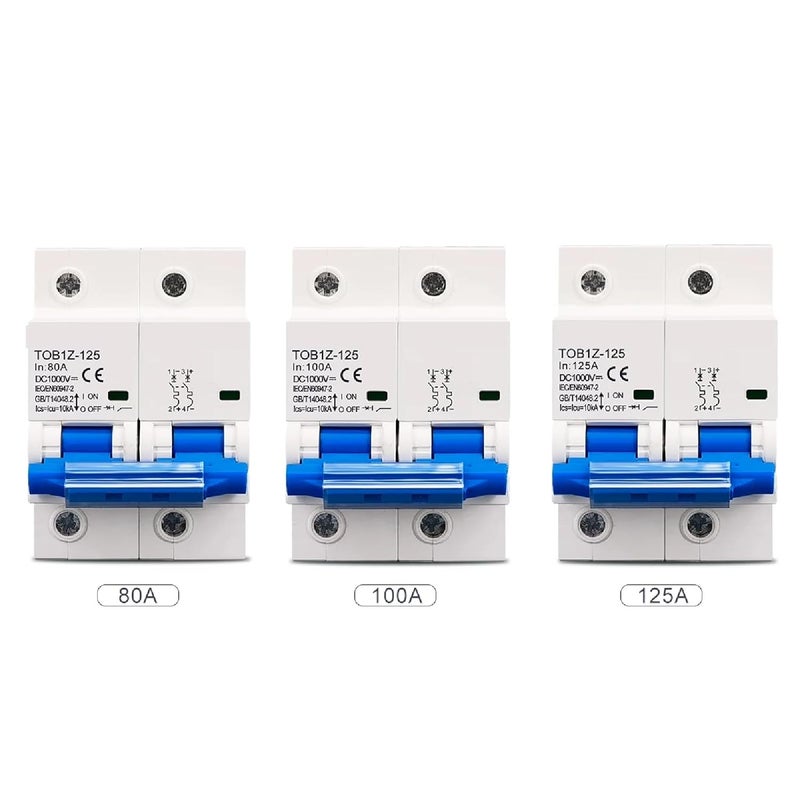 قاطع الدائرة ZHIDAISHI TOB1Z125 التيار المستمر 1000 فولت 80-125 أمبير منحنى C ثنائي القطب لمحطات الطاقة الشمسية - Image 5
