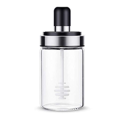 Femora Borosilicate Glass Food Storage Jar, Honey Storage with Dipper, 250 ML, Pack of 1 - Image 1