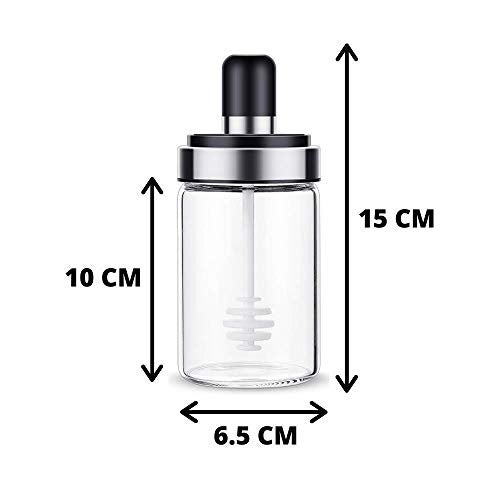 Femora Borosilicate Glass Food Storage Jar, Honey Storage with Dipper, 250 ML, Pack of 1 - Image 3