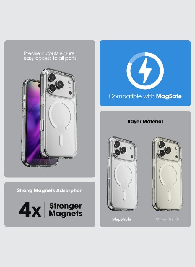 blupebble Hybrid MagClear MagSafe Case for iPhone 17 Pro Max – Slim Transparent Protective Cover, Shockproof, Wireless Charging Compatible - Image 3