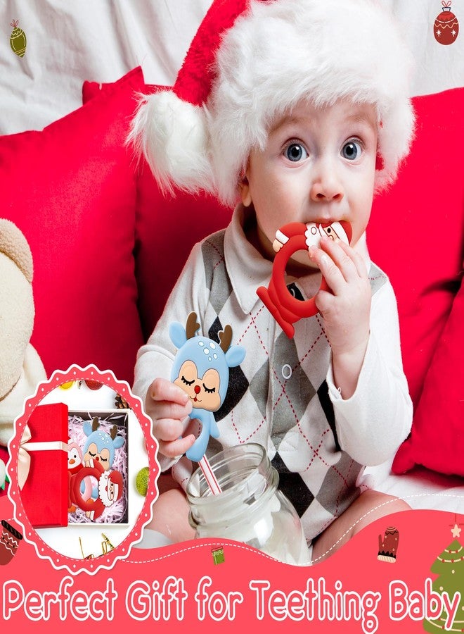 2ooya Christmas Silicone Teether for Babies - 2ooya 3Pcs Santa Penguin Deer Soothe Teething Chew Toy Infant Toddler Sore Gums Relief Teether Toy The First Christmas Gift Baby Shower for Newborn Boy Girl - Image 4