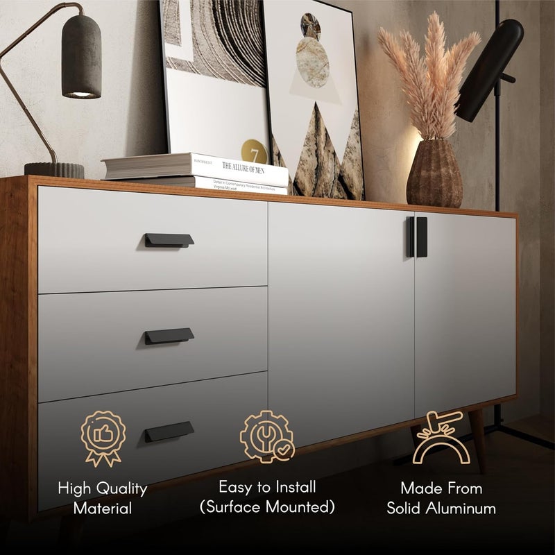 LAPO LAPO Premium Kitchen Profile Handle Cabinet Door Handle and Office Drawer Profile Handle Furniture Aluminium Finish Drawer Handle 12 Inch Black Color Pack of 2  - Image 4