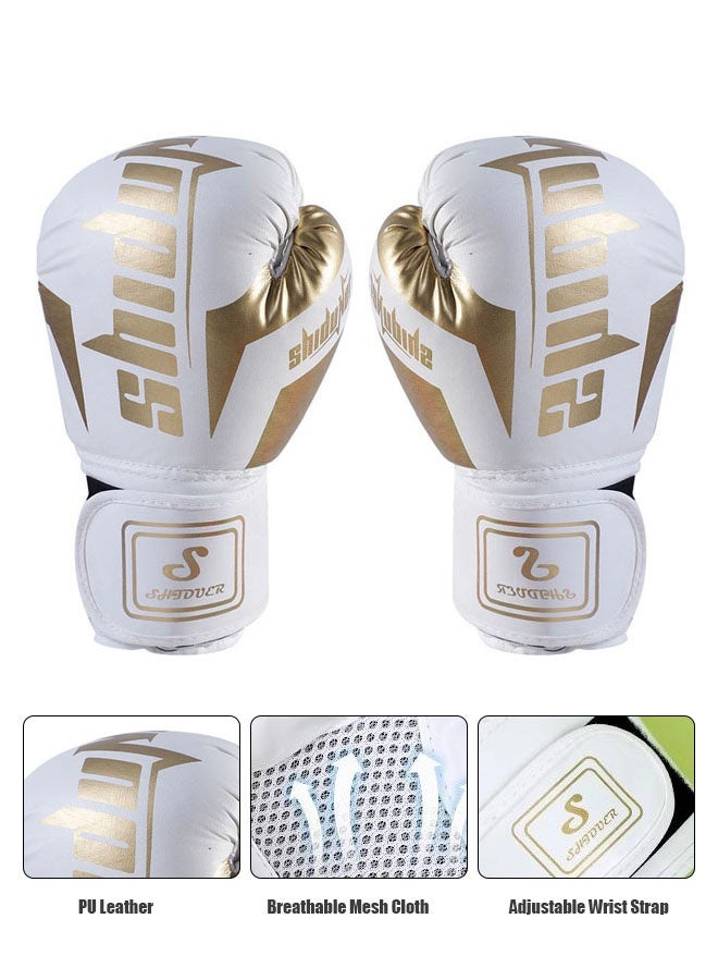 Hanayo Boxing Gloves Set 6oz Children Sports Boxing Gloves Muay Thai Kickboxing Training Gloves Breathable PU Leather Unisex Fighting Sports Boxing Gloves(White) - Image 5