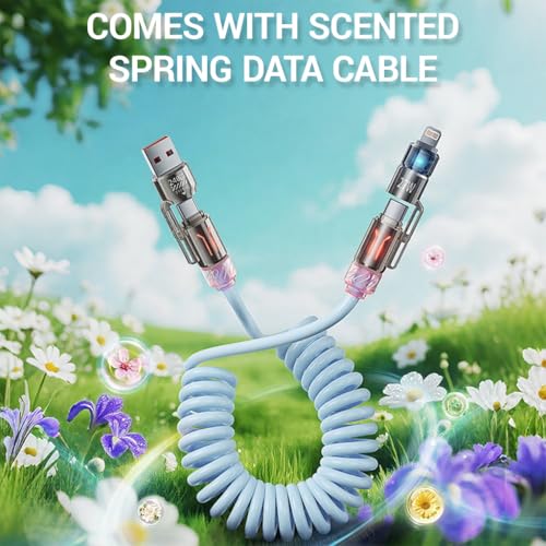Verilux فيريلوكس® كابل USB إلى Type C 4 في 1 للآيفون 17/16/15/14، كابل Type C PD 240W للشحن السريع مع نقل بيانات بسرعة 480Mbps، تصميم كابل إضاءة قابل للسحب للأناقة للاستخدام المنزلي، في السيارة، أثناء السفر، وفي المكتب، باللون الأزرق - Image 4