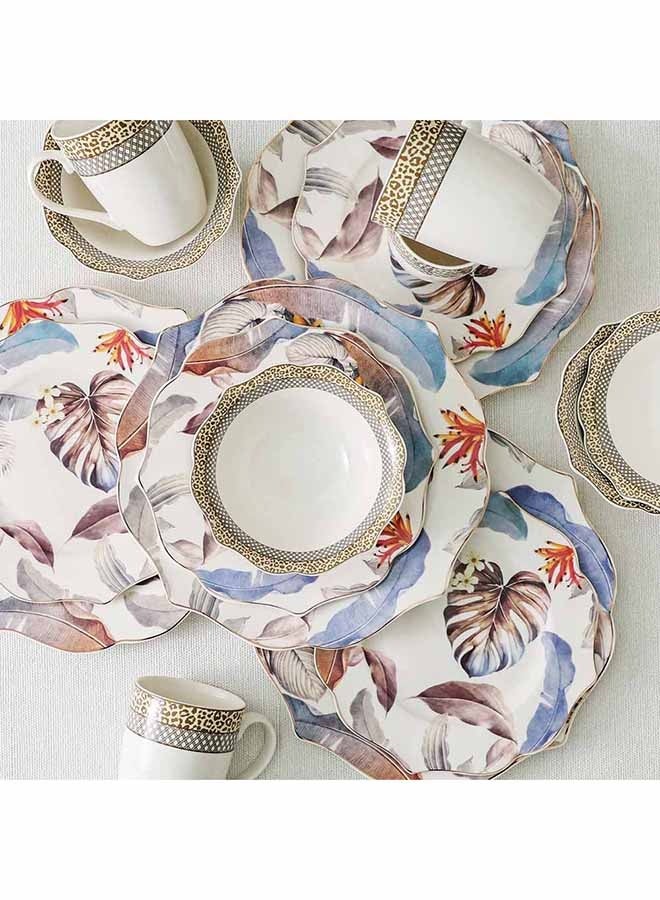 DANUBE HOME Angelika 16 Piece Lotus Shape New Bone China Dinner Set Serve 4  - Image 1