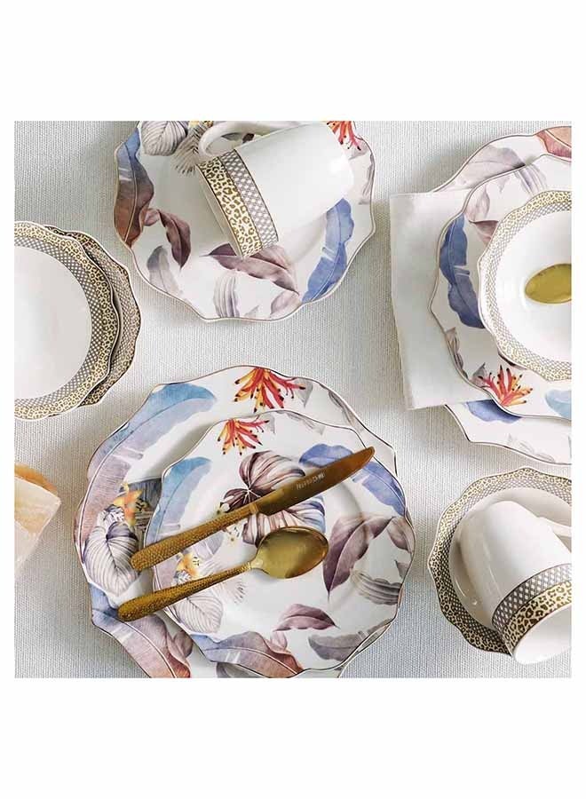 DANUBE HOME Angelika 16 Piece Lotus Shape New Bone China Dinner Set Serve 4  - Image 4