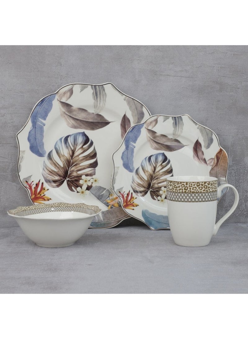 DANUBE HOME Angelika 16 Piece Lotus Shape New Bone China Dinner Set Serve 4  - Image 5