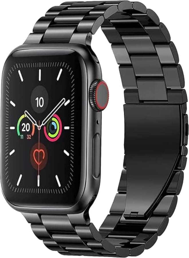 G-Power Stainless Steel Replacement Wrist Band Strap With Elegant Simple Design And High Elasticity Specially For Apple Smart Watchx Series 7 45 Mm - Black 