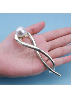 Yheakne Vintage Pearl Banana Clip Gold Banana Comb Metal Hair Barrette Pearl Hair Clip Pin Alloy Clincher Clip French Ponytail Holder Accessories For Women And Girls (Single Pearl)  - Image 5