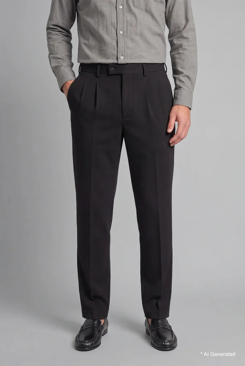 Defacto  Relaxed Fit Regular Waist Straight Leg Trousers for Men | Best Price UAE