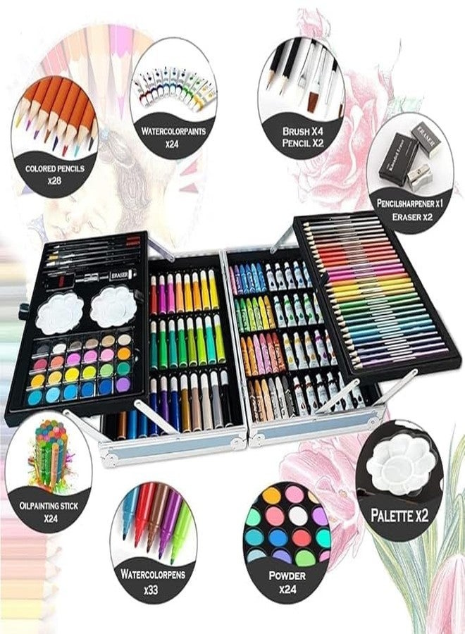 KAVIH Unicorn Art & Craft Painting Box, Coloring suitcase with 145 Color Kit, Professional Drawing Water Color Pencils, Oil Pastel, Sketches & Acrylic Paint Brush for Girls and Boys - Image 5