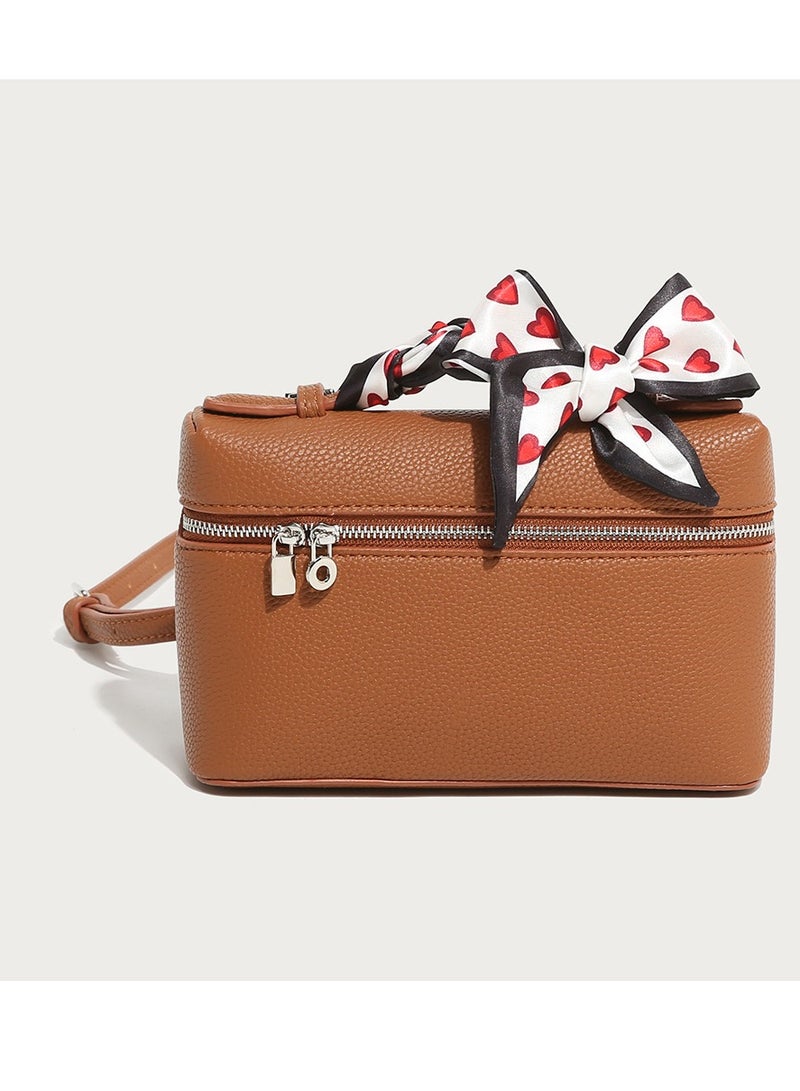 Loquat Womens Trendy Crossbody Purse Square Box Bags Shoulder Bag Cute Satchels Mini Top-Handle Tote Handbag Brown 