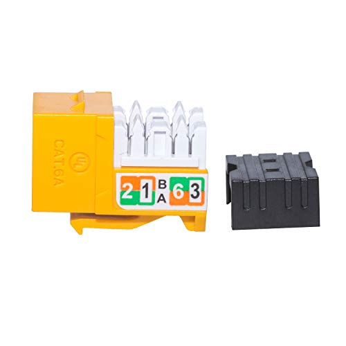 LINKOMM 50-Pack RJ45 Cat6A Slim Profile UTP Unshielded Keystone Jack with Punch Down Palm Holder (Yellow) - Image 4