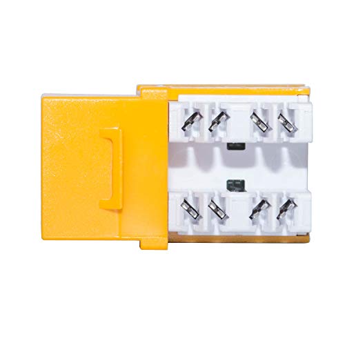 LINKOMM 50-Pack RJ45 Cat6A Slim Profile UTP Unshielded Keystone Jack with Punch Down Palm Holder (Yellow) - Image 5