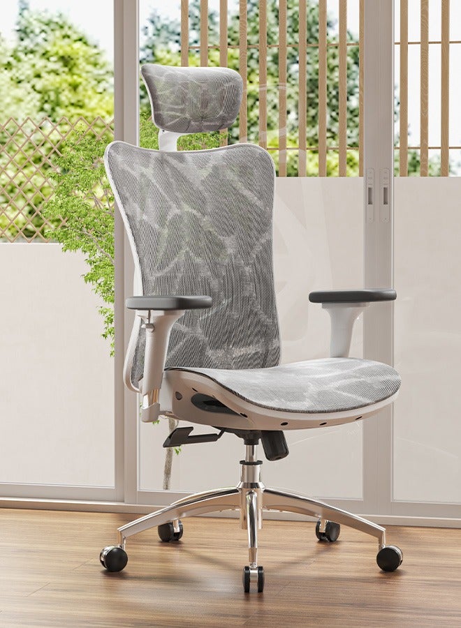 SIHOO M57 Office Chair,Ergonomic Chair with 3 Way Armrests Lumbar Support and Adjustable Headrest High Back Tilt Function(White) - Image 2