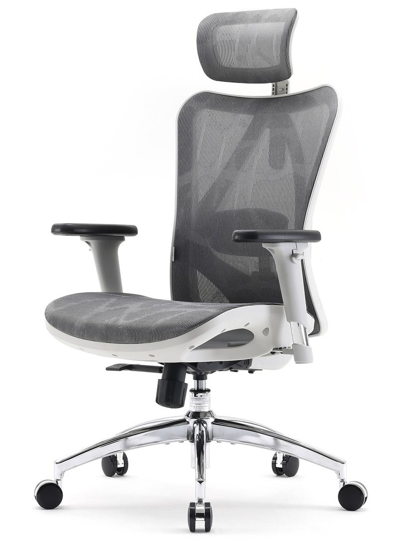 SIHOO M57 Office Chair,Ergonomic Chair with 3 Way Armrests Lumbar Support and Adjustable Headrest High Back Tilt Function(White) - Image 1