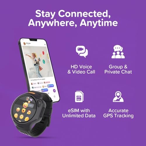 myFirst Fone R2 Kids Smartwatch with eSIM Video Calls Messaging Real-Time GPS Tracking SOS Button Safety Alerts School Mode Music Player Ages 5-12, For USA & Canada Gift for Boys & Girls (Acai Purple) - Image 3