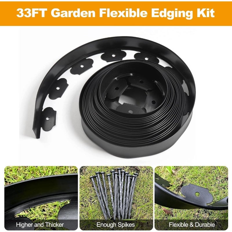البُنيَة البيضاء 10 متر لحافة المناظر الطبيعية، حافة حديقة لا تحتاج إلى حفر مع شوكيات، حافة للمناظر الطبيعية تستخدم في تنسيق الحدود، للأعشاب، أحواض الزهور، العشب، الساحة، 2 بوصة، 33 قدم - Image 3