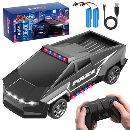 Innofans 122 Scale Remote Control Car All Terrain RC Police Car Toys with 24 GHz Remote Control Toy Trucks for Boys Aged 3 4 5 6 7 RC Cars Race with Lights Birthday Gifts for Kids 812 Black - Image 1