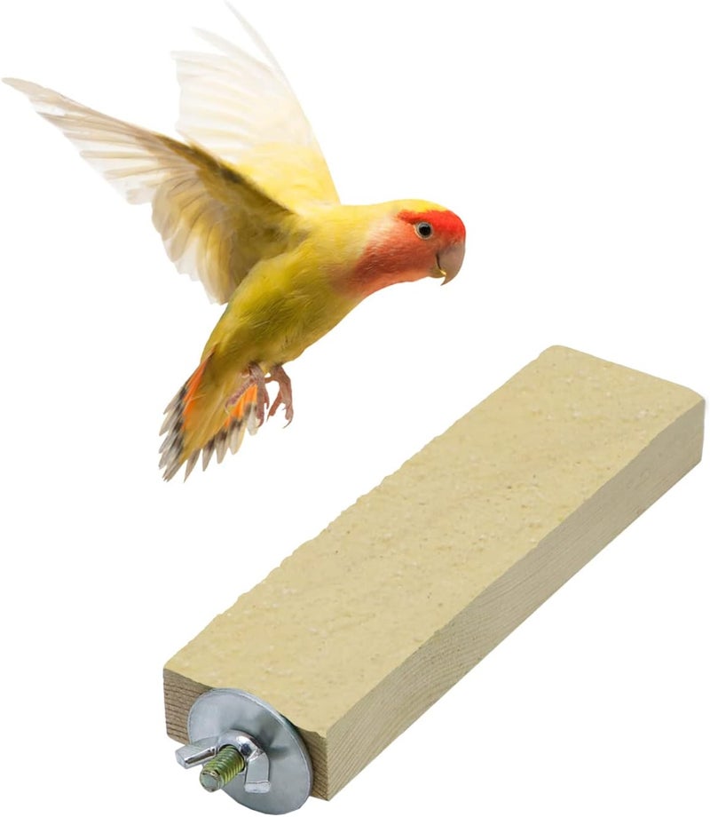 Litewoo Bird Parrot Perch Stand Platform Natural Wooden Coarse Sand Grinding Claw Stand Suitable for Parrot Parakeet Cockatiel Budgie Conures Lovebird Finch - Image 1