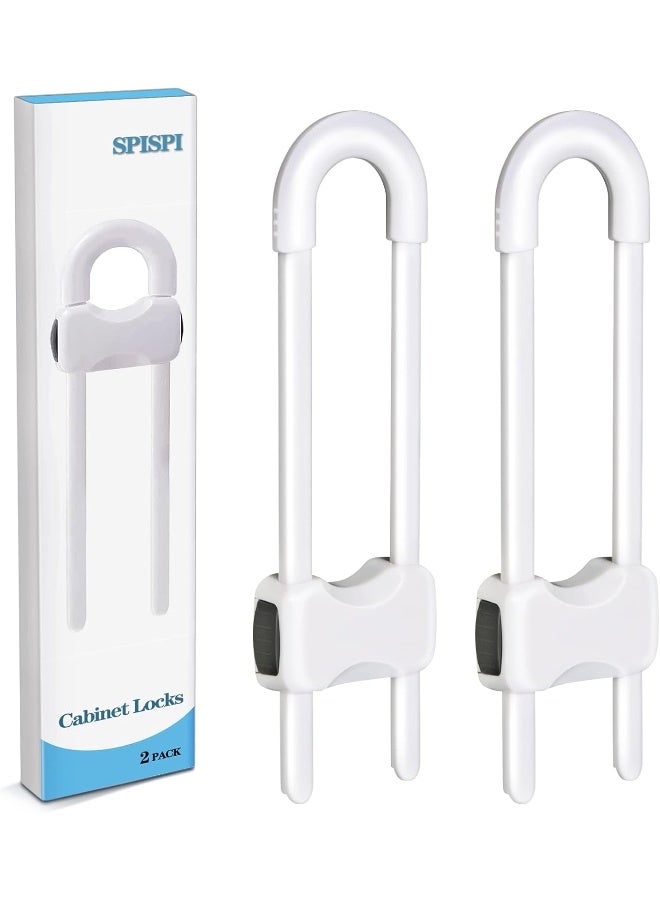 SPISPI Baby Proofing Cabinets, Cabinet Locks for Babies, U-Shaped Child Locks for Cabinets, Child Proof Cabinet Latches, Child Safety Cabinet Locks with Adjustable by (Pack of 2) - Image 1