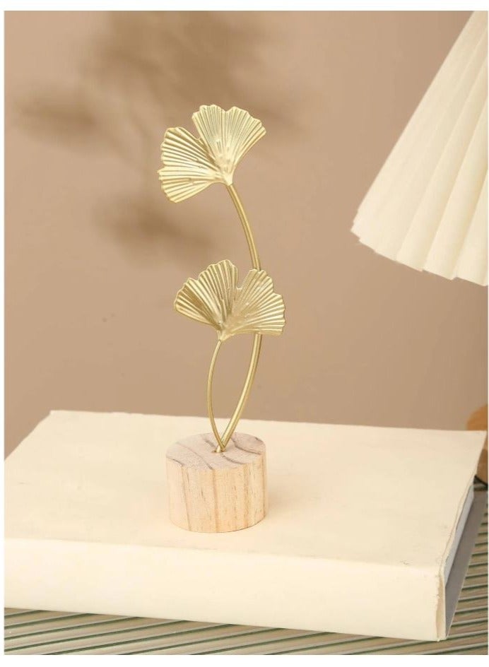 1pc Creative Golden ( Ginkgo ) Statue Abstract Art Sculpture Iron Gold Home Decor Collectible Figurines For Living Room, Entrance Table, Bookshelf, and Desk Decor  - Image 2