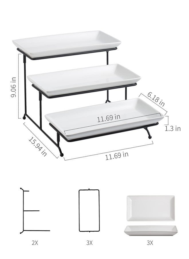 Gomakren 3 Tier Serving Trays Stand Porcelain Serving Platters 12 Inch White Serving Plates Dinner Platters for Appetizer Snack Fruit Cup Cake Tray Display Serving Dishes for Entertaining - Image 2