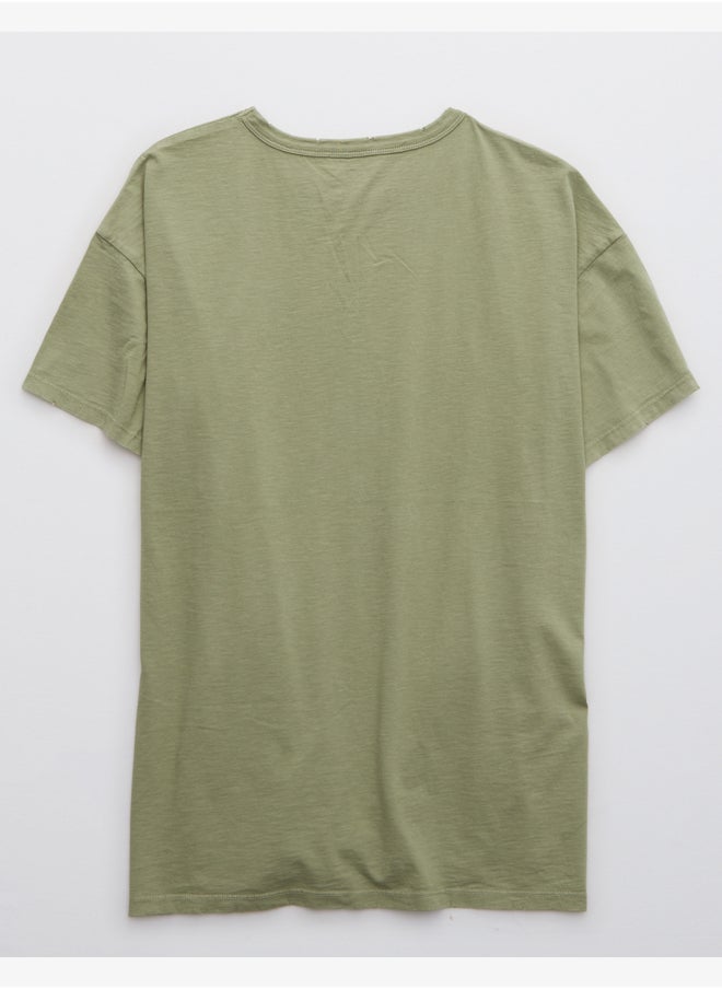 Aerie - Aerie Distressed Basic Boyfriend T-Shirt - Image 1