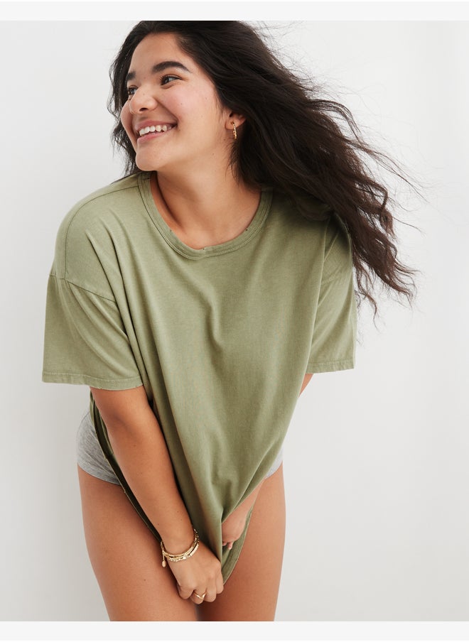 Aerie - Aerie Distressed Basic Boyfriend T-Shirt - Image 1