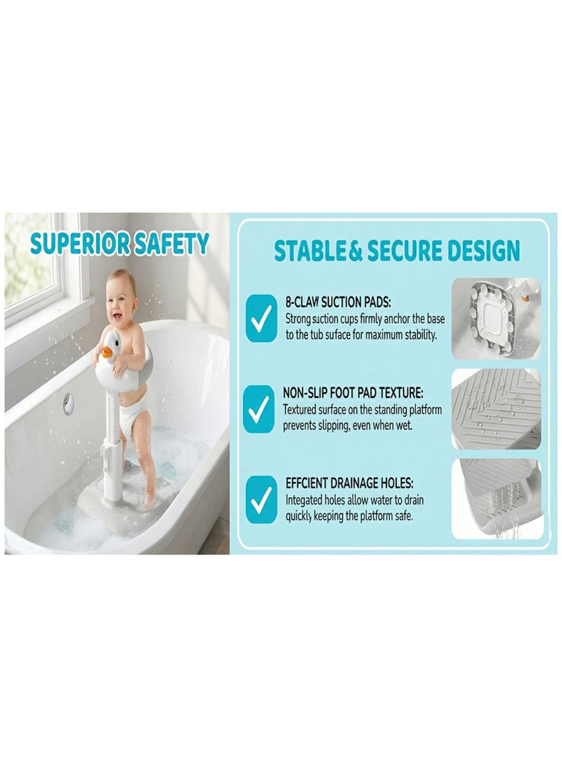 Beauenty Baby Bath Seat for Toddler 6 Months Up, Non-Slip Infant Bath Tub Chair with Baby Shower Cap and 4 Suction Cups & Soft Cushion for Shower, Bath Seats for Babies Sitting Up, Toddler Bathtub Seat - Image 2