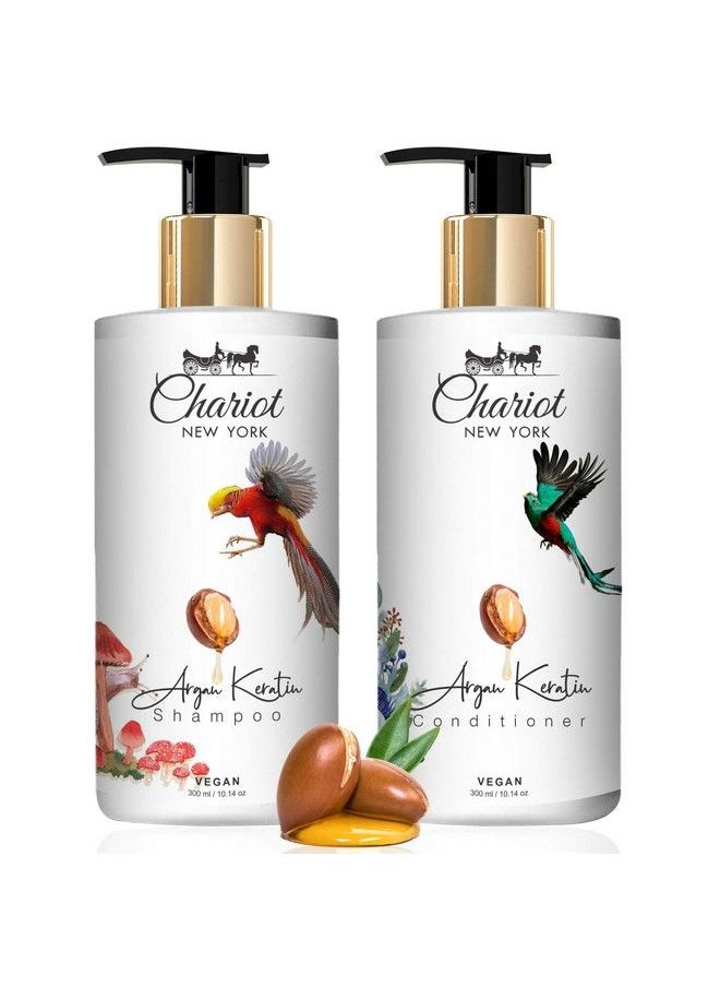 Chariot New York Argan & Keratin Vegan Shampoo And Conditioner (300 Ml + 300 Ml)  - Image 1