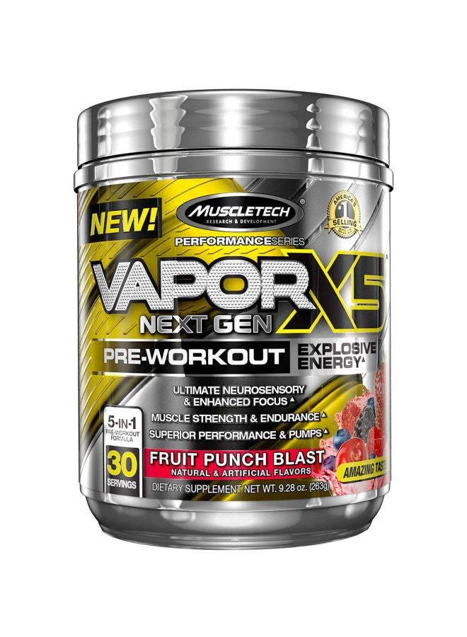 MuscleTech Vapor X5 Next Gen Pre-Workout - Fruit Punch Blast - 30 Servings - Image 1