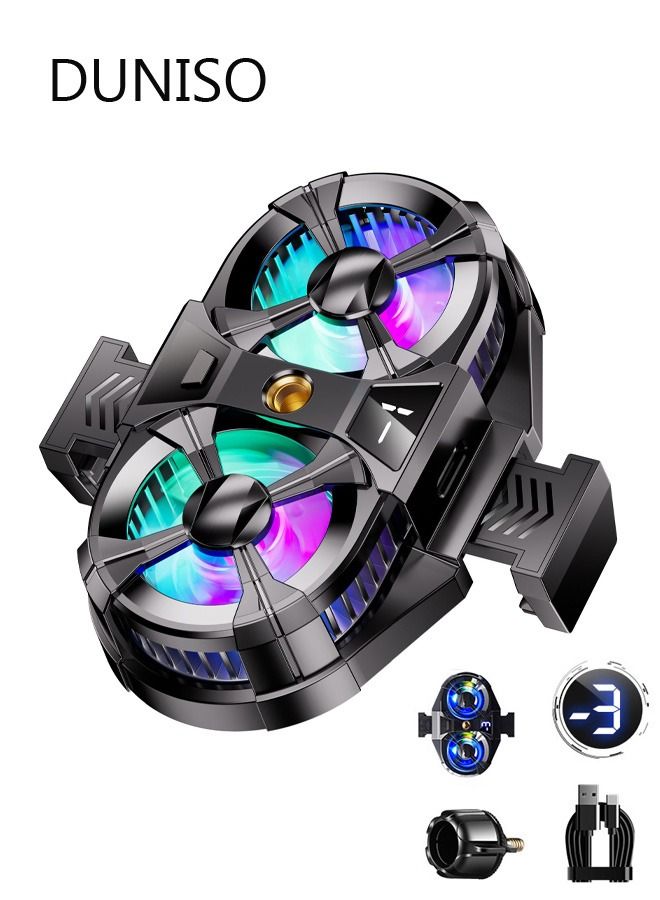 DUNISO Phone Cooler Cellphone Radiator with Dual Semi-Conductor Cooling Chip Mobile Phone Cooling Fans Digital Display for Tiktok Live Streaming Outdoor Vlog Mobile Gaming. - Image 2