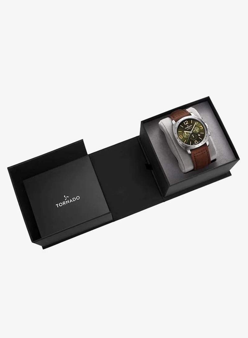 Tornado Green Men's Psuede Leather strap Chronograph Watch T9102-SLDH - 43mm mm for Men | Best Price UAE