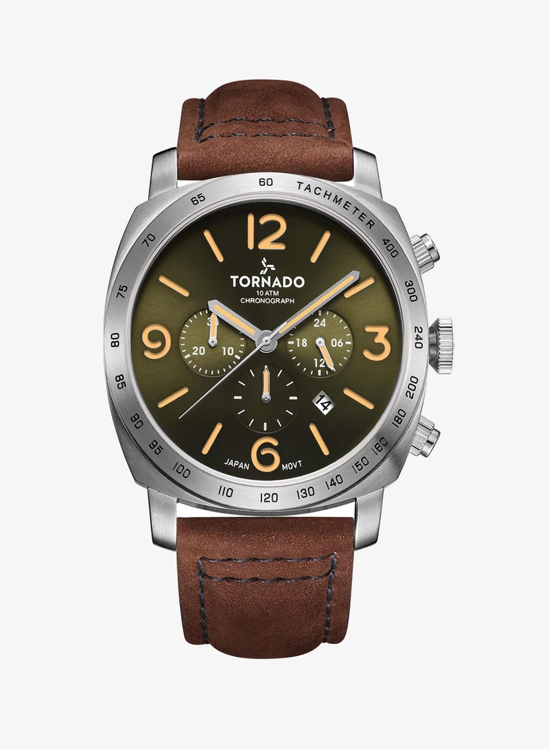 TORNADO Men's Psuede Leather strap Chronograph Watch T9102-SLDH - 43mm mm - Image 1