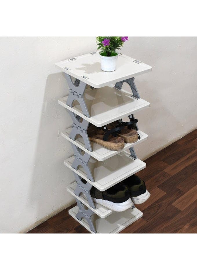 ZUGAD ZUGAD 6 Layer Shoe Rack Stackable Shoe Storage Organizer Foldable Shoe Cabinet Storage For Home Adjustable Shoe Rack Shoe Slots Organizer Shelf Easy Clean Shoe Tower Rack 1Pcs Multicolor  - Image 2