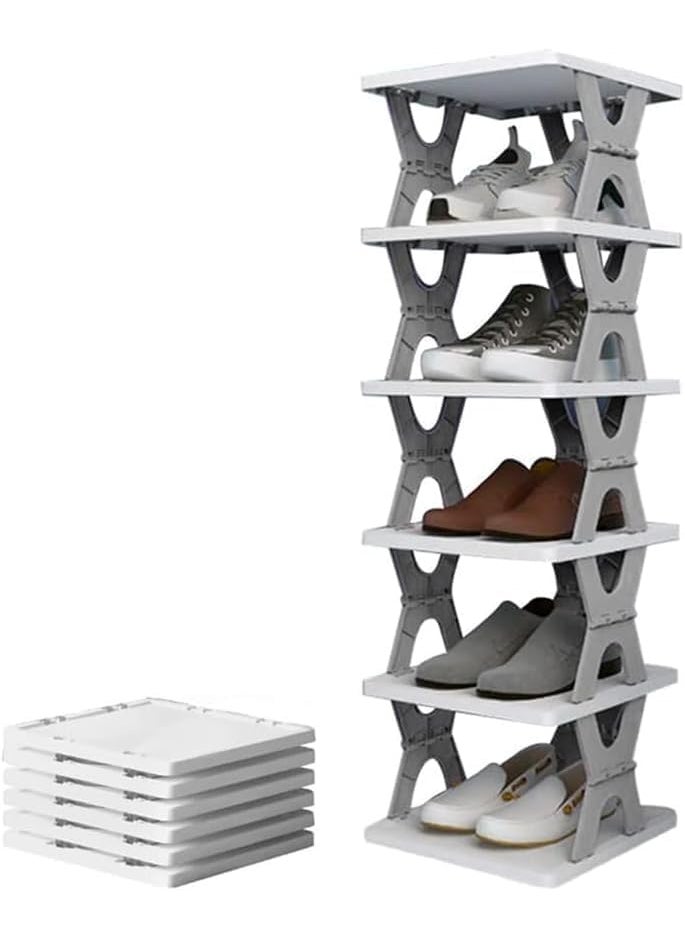 ZUGAD ZUGAD 6 Layer Shoe Rack Stackable Shoe Storage Organizer Foldable Shoe Cabinet Storage For Home Adjustable Shoe Rack Shoe Slots Organizer Shelf Easy Clean Shoe Tower Rack 1Pcs Multicolor  - Image 1