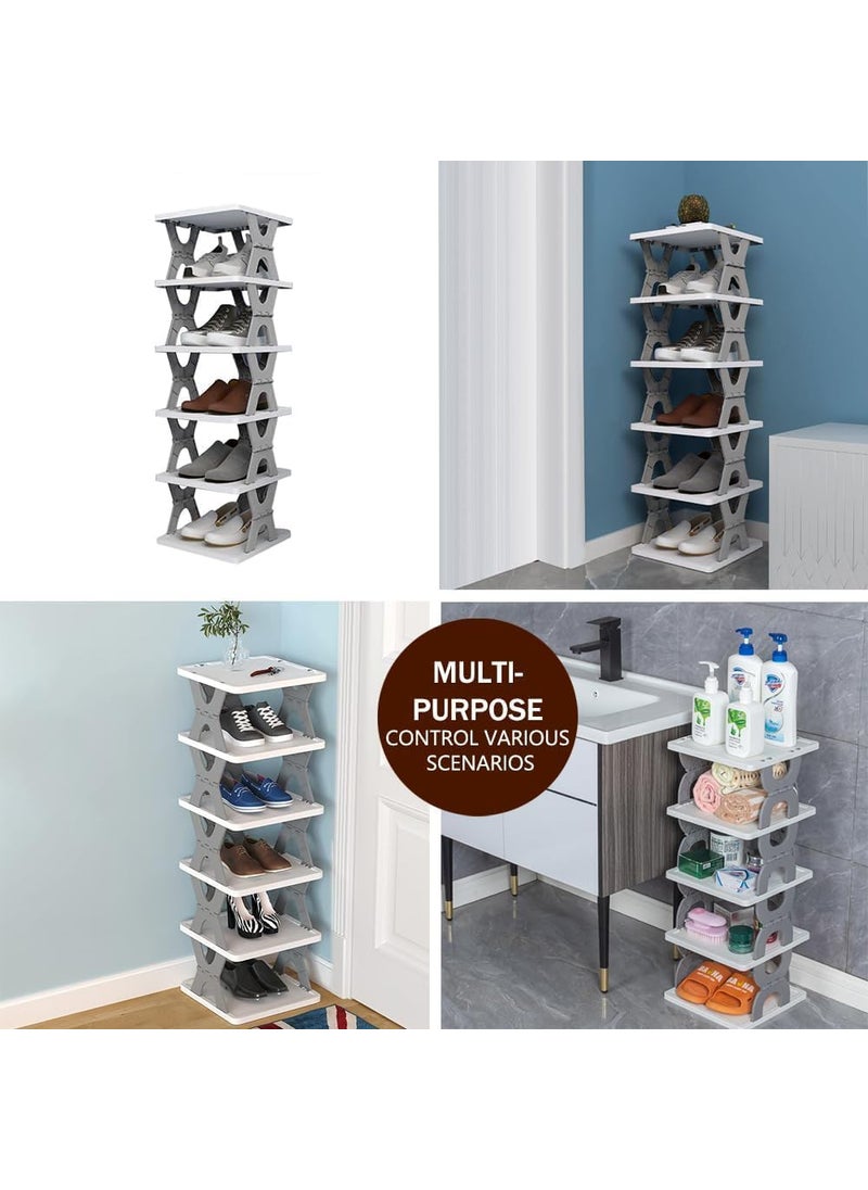 ZUGAD ZUGAD 6 Layer Shoe Rack Stackable Shoe Storage Organizer Foldable Shoe Cabinet Storage For Home Adjustable Shoe Rack Shoe Slots Organizer Shelf Easy Clean Shoe Tower Rack 1Pcs Multicolor  - Image 4