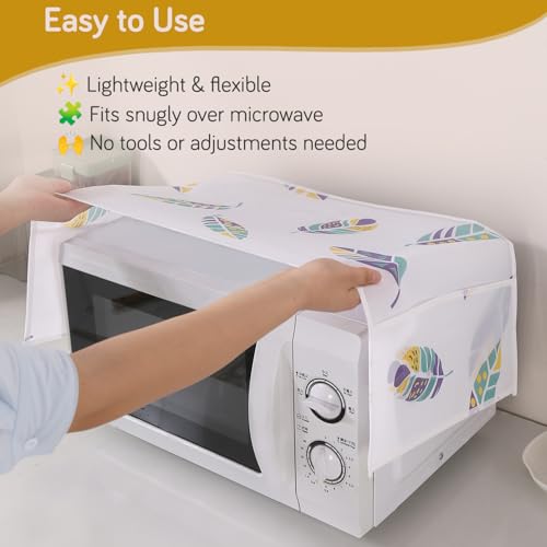 HOKIPO غطاء ميكروويف مقاوم للماء من HOKIPO PEVA – 85x35 سم | غطاء ميكروويف مقاوم للغبار مع 4 جيوب متعددة الاستخدامات لتخزين المطبخ، ريش بوهو (AR5877-D5) - Image 5