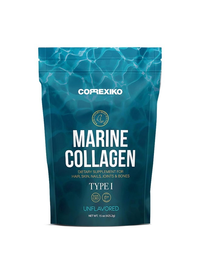CORREXIKO - CORREXIKO Marine Collagen Powder Supplement Unflavored - 10,000mg Double Hydrolyzed Collagen Peptides per Serving - Formulated for Maximum Absorption - Hair, Skin & Nails - 15oz, 42 Servings - Image 1
