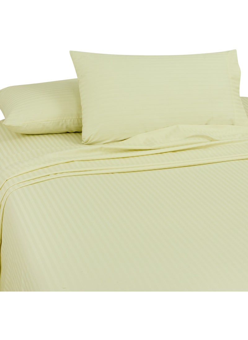 Bliss Casa Bliss Casa 3 Pieces 1cm Stripe Bed Sheets Super King (200x200+30 cm) - Soft Satin Sheet Set with Pillowcases - Deep Pocket, Hotel Collection, Luxury Bedding Set include 1 fitted Sheet, 2 Pillowcases  - Image 2