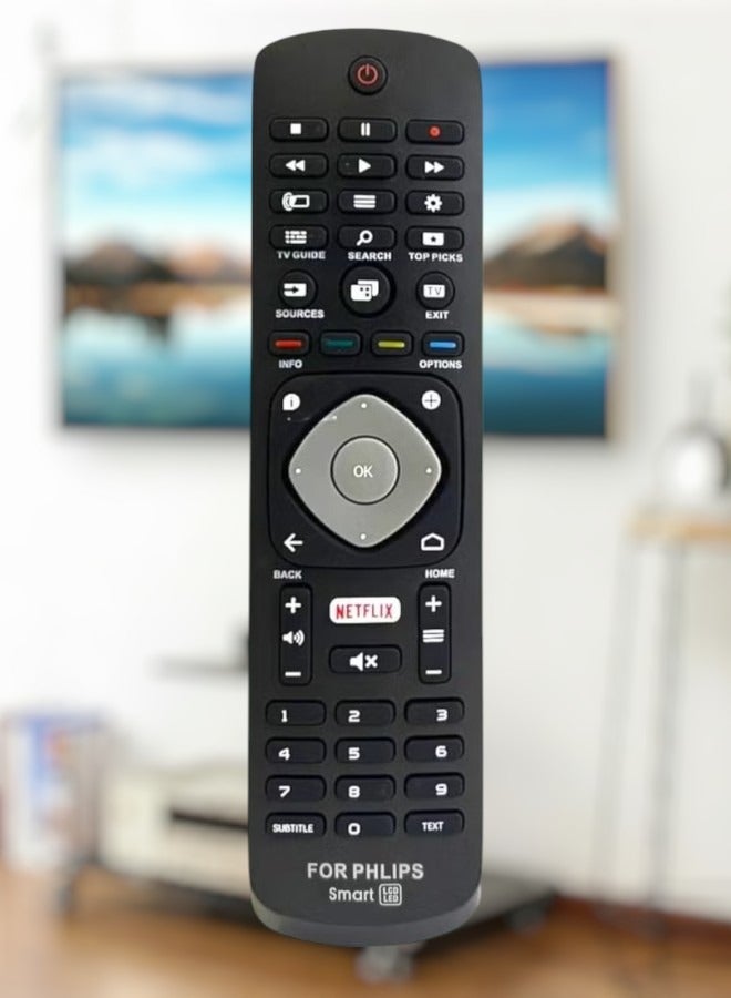 Philips Smart TV Remote | Replacement Remote Control For Philips Smart LCD LED TVs Black