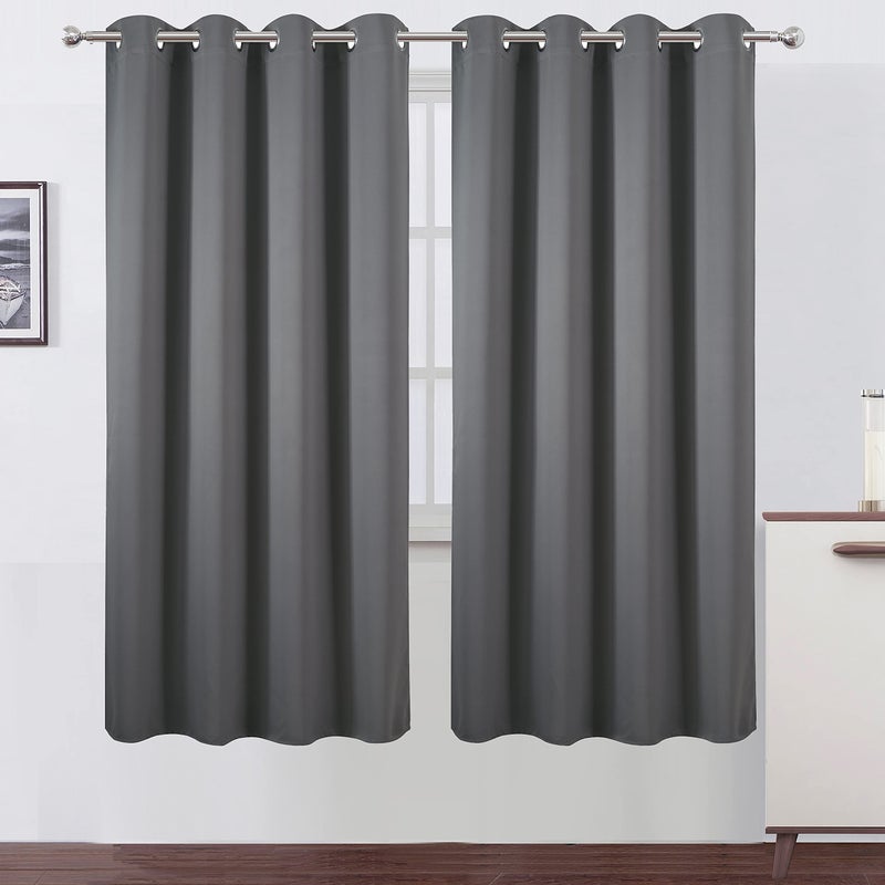 LEMOMO Grey Blackout Curtains52 x 72 InchSet of 2 Panels Thermal Insulated Room Darkening Curtains for Bedroom