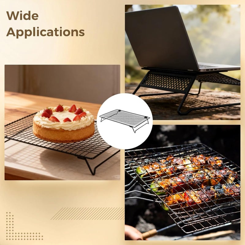 2 Pcs Baking Cooling Racks, Carbon Steel Wire Grid, Non-Stick, Foldable, Stackable, 13.4 In, Multi-Use, For Cookies, Bread, And Laptop - Image 5