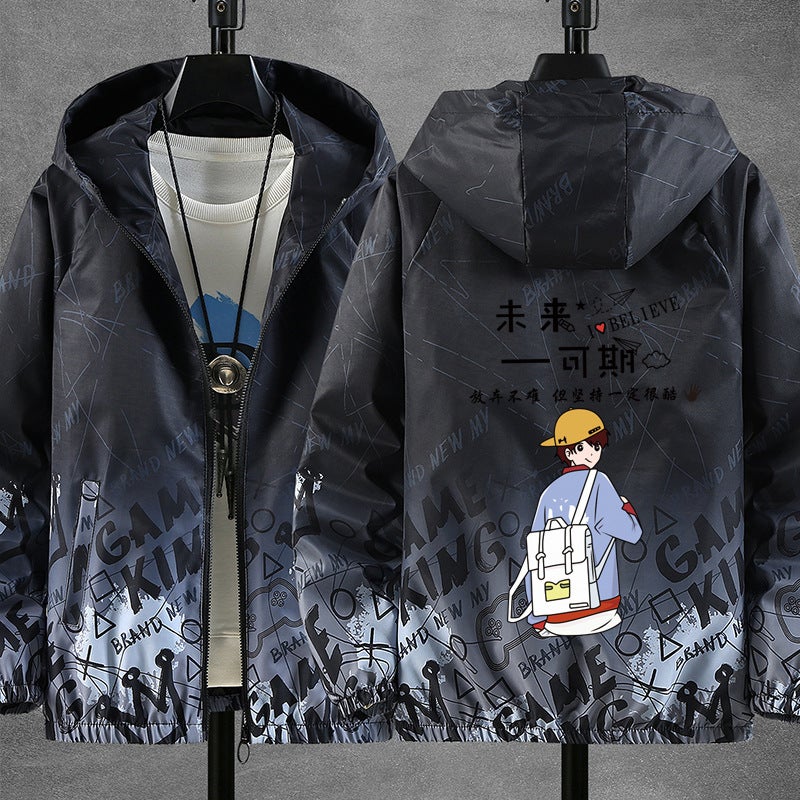Jacket Boys' Trendy Handsome New Style Middle And Large Children'S Top Junior Senior High School Student Boys Thin Chubby Children'S Jacket - Image 5